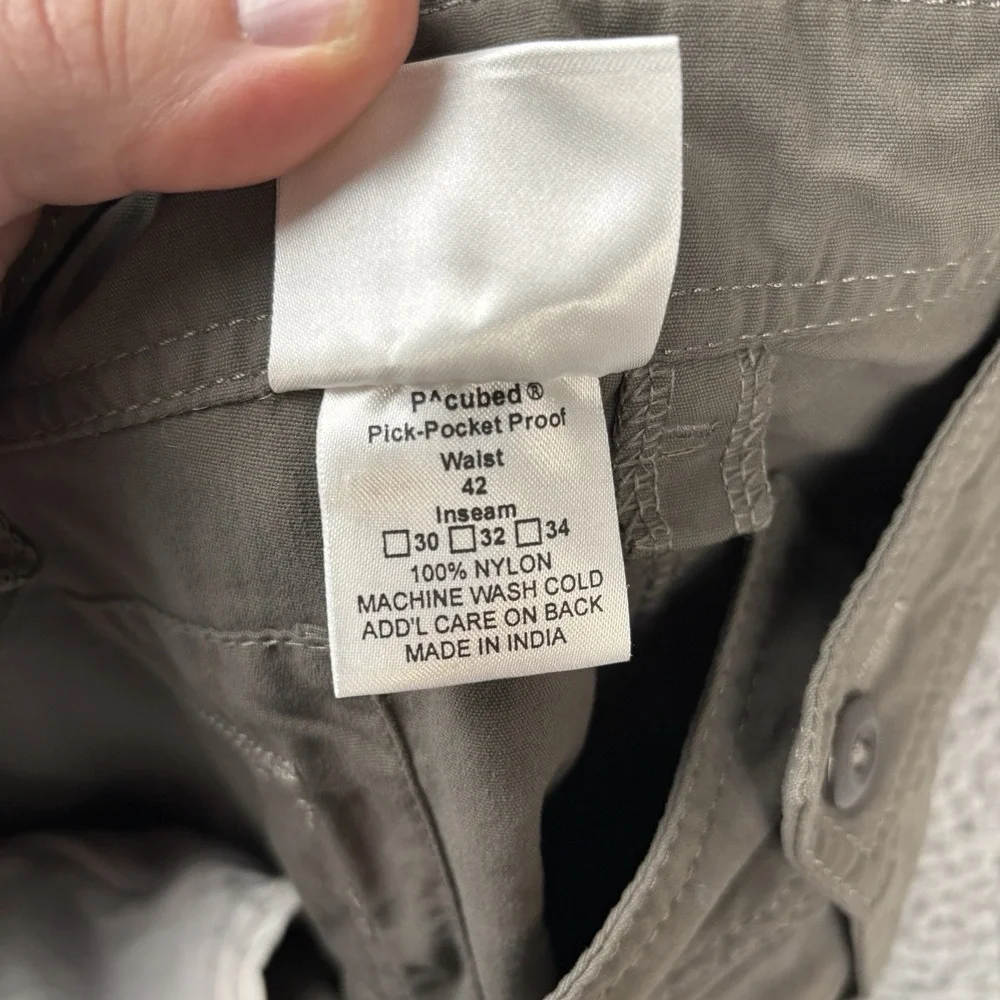 Clothing Arts P Cubed Cargo Shorts Mens 42 Grayish Brown 'Pick-Pocket Proof'‎